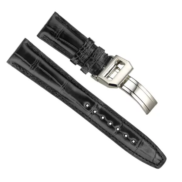 -genuine-crocodile-leather-calf-IWC-portugieser-aftermarket-with-buckle-16 Black Strap Band IWC Portugal, Portugieser In Genuine Crocodile 20,22mm