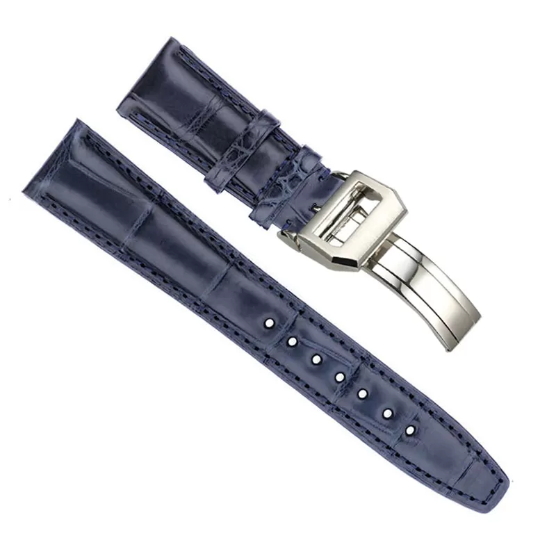 -genuine-crocodile-leather-calf-IWC-portugieser-aftermarket-with-buckle-6 Blue Strap Band IWC Portugal, Portugieser In Genuine Crocodile 20,22mm