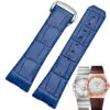 17-23mm-bracelets-cuir-pour-montre-Omega-Constellation-Double-aigle-bracelets-de-montre-Bracelet-femme-4 Blue Strap Bracelet for Omega Constellation Crocodile/Alligator - 17,23mm
