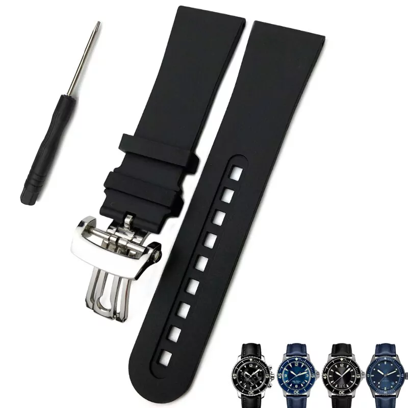 4_23mm-haute-qualit-en-caoutchouc-fluor-souple-bracelet-de-montre-remplacement-pour-Blancpain-cinquante-brasses-5000 Black Rubber Strap Bracelet for Blancpain Fifty Fathoms 23mm