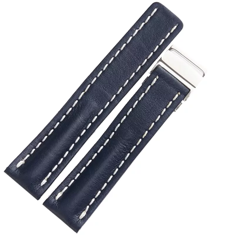 BTFLXX-2 Blue Strap for Navitimer, Chronomat, Avenger, SuperOcean, Aviator 20, 22, 24mm In Leather