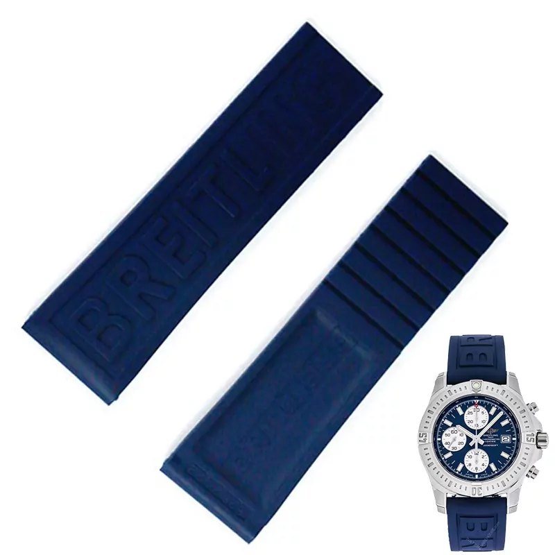 BTFRXX2-1 Blue Strap For Navitimer, Chronomat, Avenger, SuperOcean, Aviator 22, 24mm In Rubber