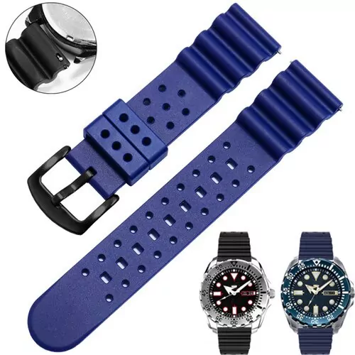 Blue Strap for Seiko Diver Quick Release System In Rubber - 20, 22, 24mm - Image 2