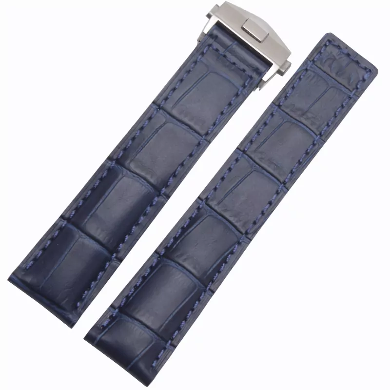 Haute-qualit-bracelet-Alligators-grain-V-ritable-bracelet-en-cuir-19mm-20mm-22mm-pour-TAG-Carrera Blue Strap in Grain Leather Alligator For TAG Heuer Carrera, Monaco, Aquaracer