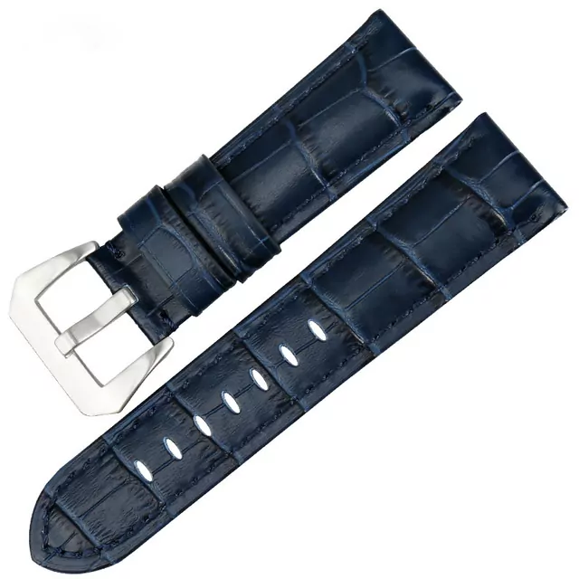 Blue Strap Panerai Luminor Blue Strap Panerai Luminor, Marina, Submersible 22, 24, 26mm In Crocodile/Alligator Grain