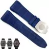 0_Bracelet-de-remplacement-boucle-pliante-en-Silicone-de-28mm-en-cuir-de-vachette-v-ritable-en Blue Strap With Crocodile Grain for Franck Muller Vanguard V45, V41 With Buckle