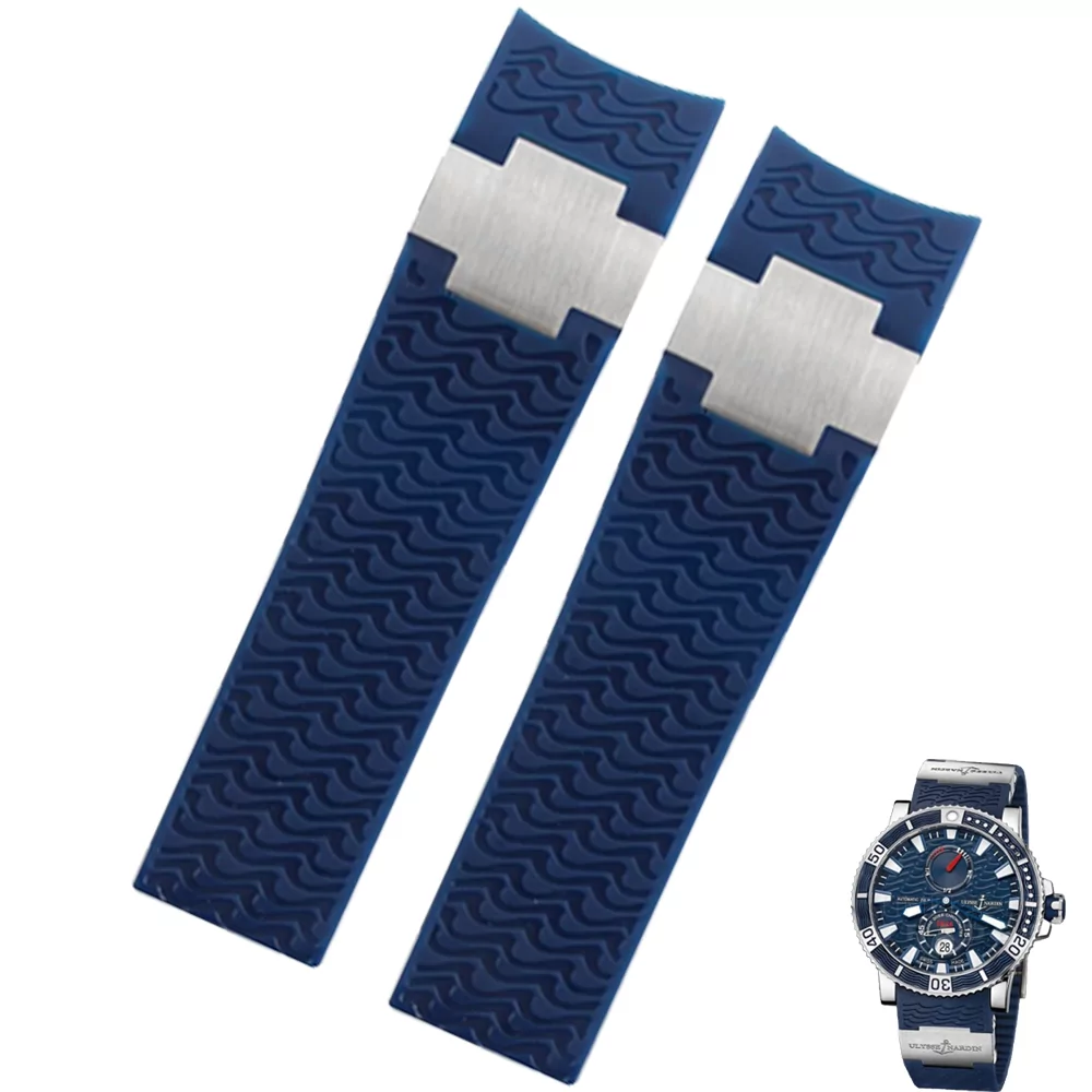 Strap-marine-diver-torpilleur-bracelet-rubber-12 Blue Waves Strap For Ulysse Nardin Marine Diver/Torpilleur 22mm In Rubber