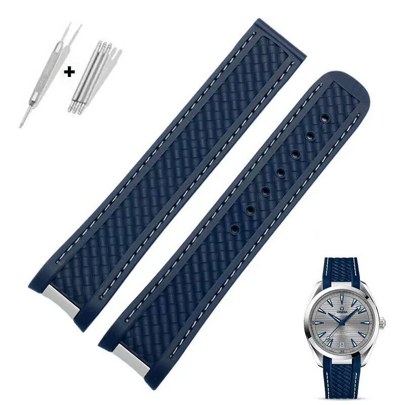 s-l1600 Blue & White Rubber Strap for Omega Seamaster Aqua Terra 300