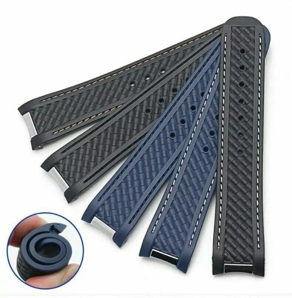 s-l1600 (5) Blue & White Rubber Strap for Omega Seamaster Aqua Terra 300