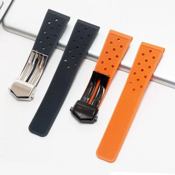bracelet-de-montre-en-caoutchouc-pour-ho_main-2 Orange Rubber Strap Bracelet for TAG Heuer, Carrera, Monaco, Formula 1 Racing - 22mm