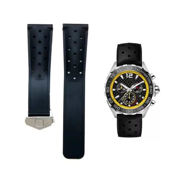 bracelet-de-montre-en-caoutchouc-pour-ho_main-3 Black Rubber Strap Bracelet for Tag Heuer, Carrera, Monaco, Formula 1 Racing - 22mm