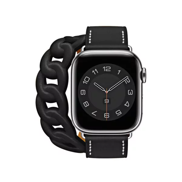 bracelet-double-tour-gourmette-en-cuir-p_main-4 Black Double Tour Strap Band for Apple iWatch Series In Leather Curb Style