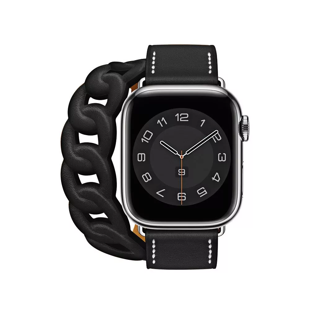 bracelet-double-tour-gourmette-en-cuir-p_main-4 Black Double Tour Strap Band for Apple iWatch Series In Leather Curb Style