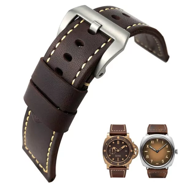 bracelet-panerai-en-cuir-de-vache-marron_main-0 Brown Cow Leather Strap for Panerai Submersible PAM Series 968/671 - 26mm