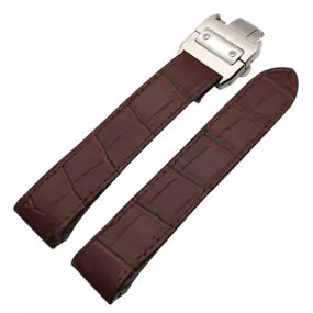 Brown Alligator Grain Leather for Cartier Santos 100 M/XL