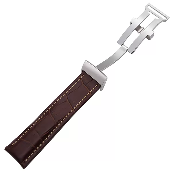 Brown Alligator Grain Leather with White Stitches for Breitling Avenger, Chronomat, Super Ocean Heritage