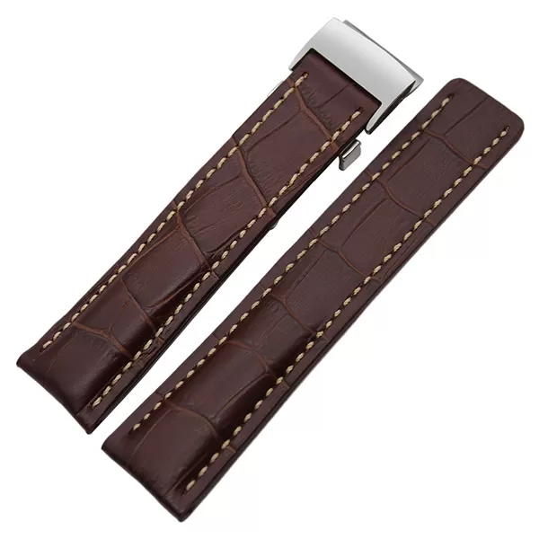 HTB1YrknSXXXXXXzaFXXq6xXFXXX6 Brown Alligator Grain Leather with White Stitches for Breitling Avenger, Chronomat, Super Ocean Heritage