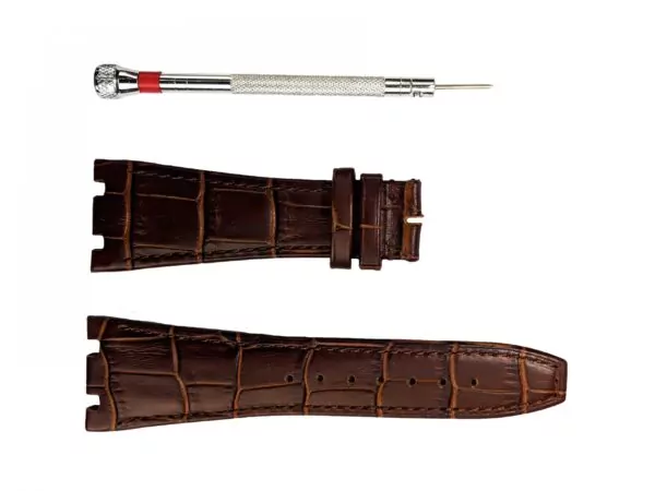 AP Leather 02 copy Brown Crocodile Grain Leather Bracelet for Audemars Piguet Royal Oak - 26mm