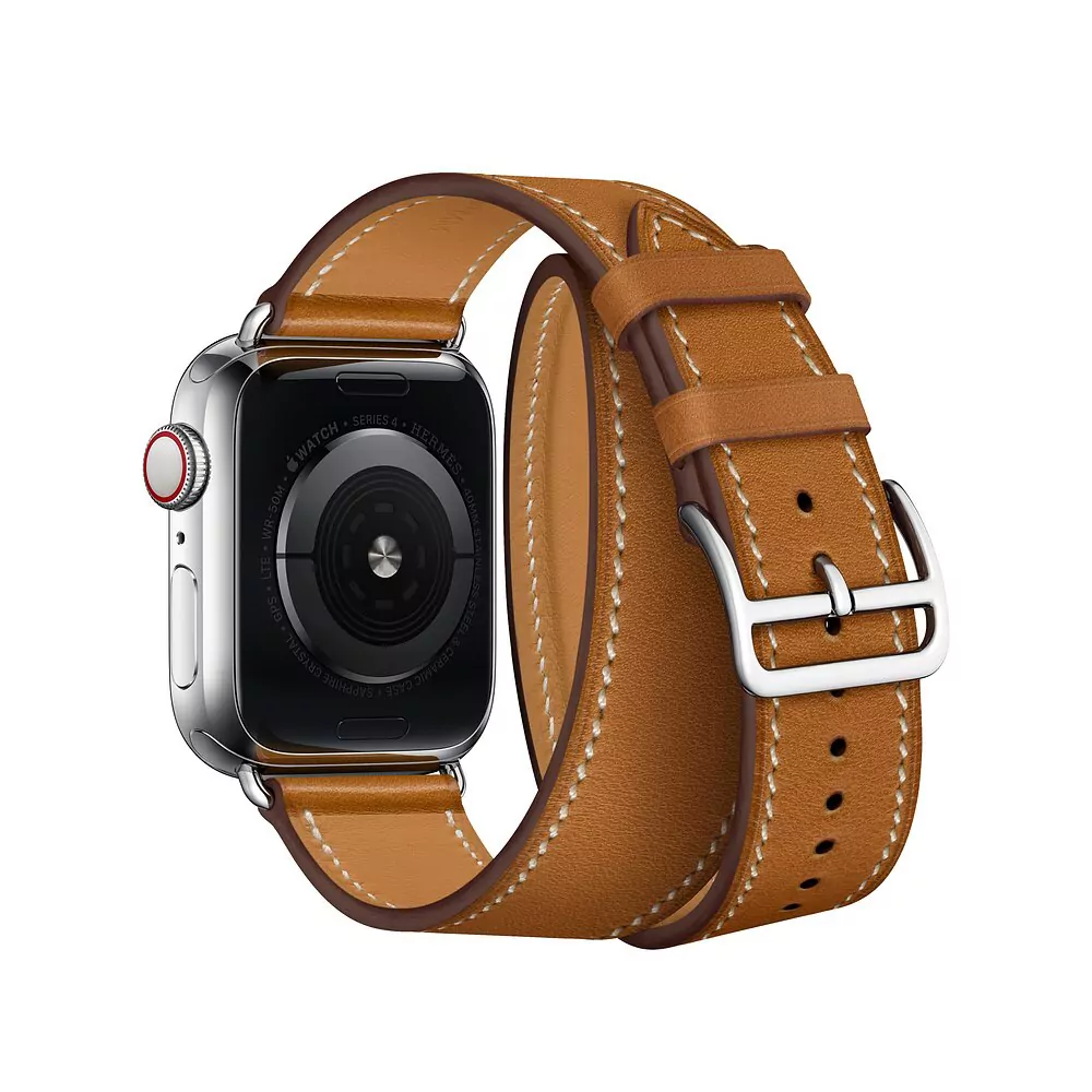 Cape-code-Brown-Cognac3 Brown Double Tour Band Apple iWatch Hermes In Leather