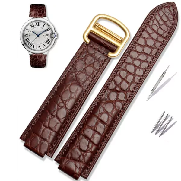 brown gold_bracelet-crocodile-a-effet-convexe-cutan_variants-5 Brown Leather Strap for Cartier Ballon in Crocodile Convex – 4 Sizes