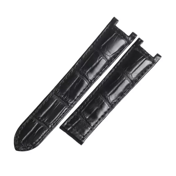 CASAX1-1 Black Leather Strap for Cartier Pasha in Genuine Crocodile Leather