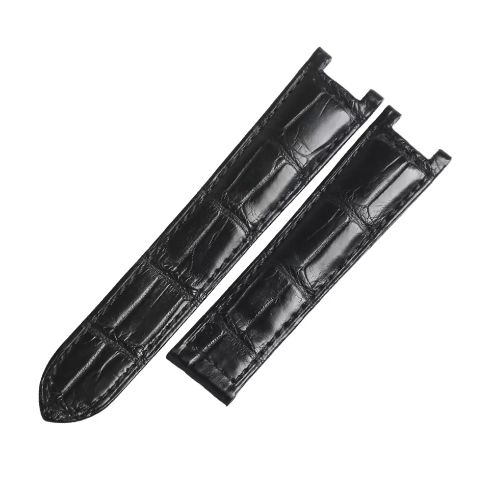 CASAX1-1 Black Leather Strap for Cartier Pasha in Genuine Crocodile Leather