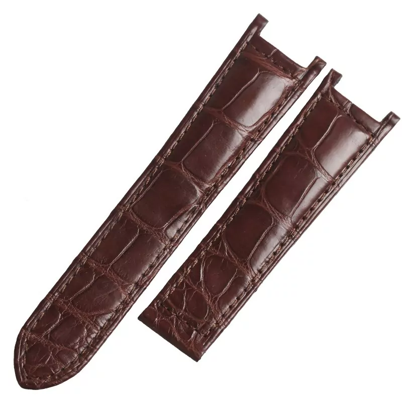 CASP3X2-2 Brown Leather Strap for Cartier Pasha in Genuine Crocodile Leather