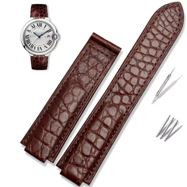 brown no buckle_bracelet-crocodile-a-effet-convexe-cutan_variants-7 Brown Leather Strap for Cartier Ballon in Crocodile Convex – 4 Sizes