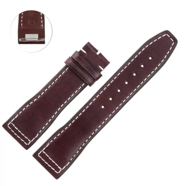 brown-no buckle_bracelet-de-montre-en-cuir-de-veau-itali_variants-24 Brown & White Quick-Release Strap Band For IWC Pilot, Portofino, Portugeiser in Genuine Calf Leather - 20,21mm
