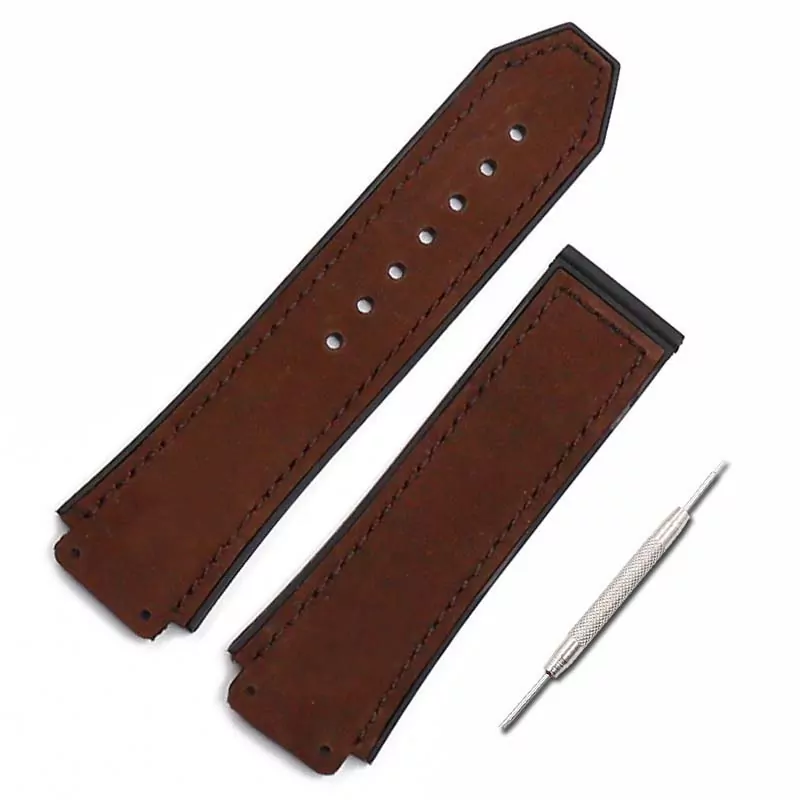 5_Nouveaux-hommes-en-cuir-mat-sangle-25mm-x-19mm-pour-sangles-Hublot-souvent-utilis-en-grande Brown Strap Band Hublot Big Bang 25x19mm Horseback Leather