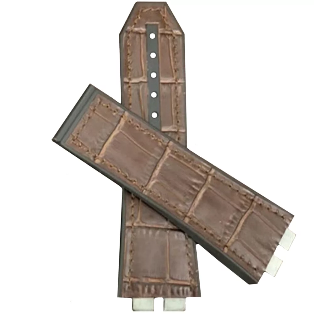 Brown Brown Strap Band Hublot Unico 411 In Calf Leather with printed Crocodile/Alligator Grain 27x17mm