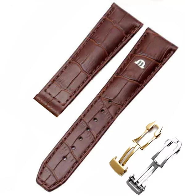 MLSP1G.S1 Brown Strap For Eliros, Pontos, Masterpiece, Maurice Lacroix 20,22mm Crocodile/Alligator Grain