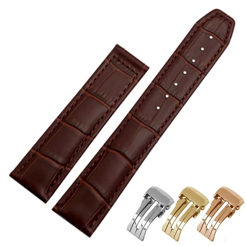 1_Bracelet-de-montre-en-cuir-v-ritable-20mm-22mm-pour-bracelet-de-montre-MAURICE-LACROIX-boucle Brown Strap For Eliros, Pontos, Masterpiece, Maurice Lacroix 20,22mm Crocodile/Alligator Grain
