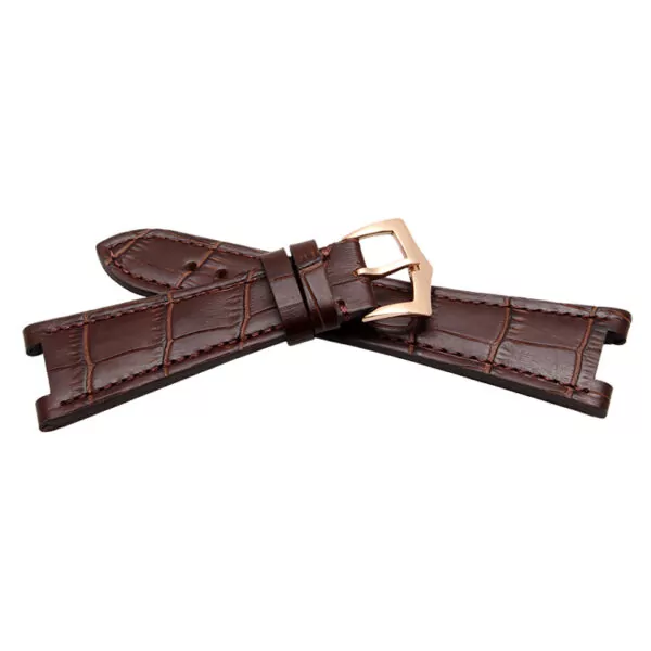 PPSPXL-8 Brown Strap For Nautilus Patek Philippe 25mm In Leather Crocodile/Alligator Grain