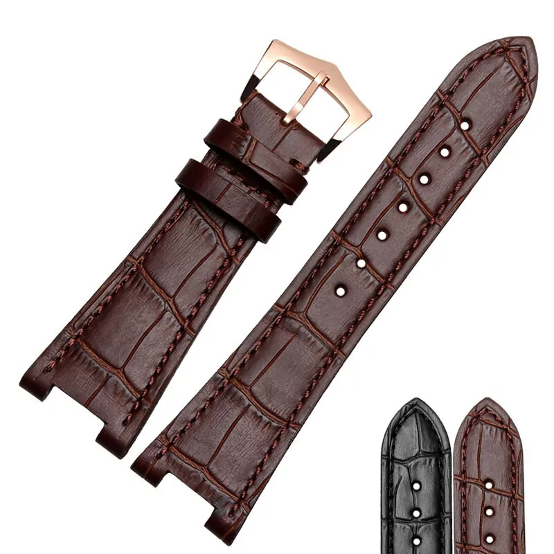 Nouveau-Bracelet-de-montre-en-cuir-v-ritable-de-haute-qualit-25-12mm-noir-marron-sp-1 Brown Strap For Nautilus Patek Philippe 25mm In Leather Crocodile/Alligator Grain