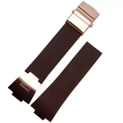 4_Bracelet-de-montre-en-caoutchouc-tanche-boucle-en-acier-bracelet-de-montre-en-Silicone-pour-Ulysse Brown Strap for Ulysse Nardin Marine 25x12mm In Rubber