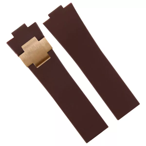 8_Bracelet-de-montre-en-caoutchouc-boucle-en-acier-bracelet-de-montre-en-Silicone-pour-Nardin-Marine Brown Strap for Ulysse Nardin Marine 25x12mm In Rubber