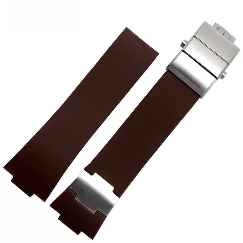 25-12mm-de-Haute-qualit-bracelet-en-caoutchouc-souple-en-silicone-bracelets-avec-boucle-en-acier_1 Brown Strap for Ulysse Nardin Marine 25x12mm In Rubber