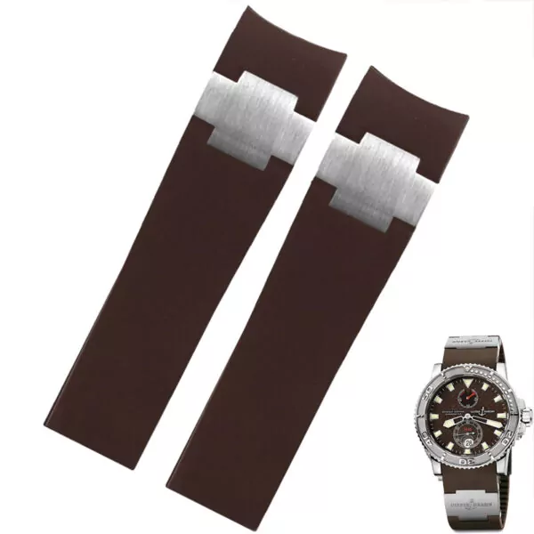Strap-marine-diver-torpilleur-bracelet-rubber-8 copy Brown Strap For Ulysse Nardin Marine Diver/Torpilleur 22mm In Rubber