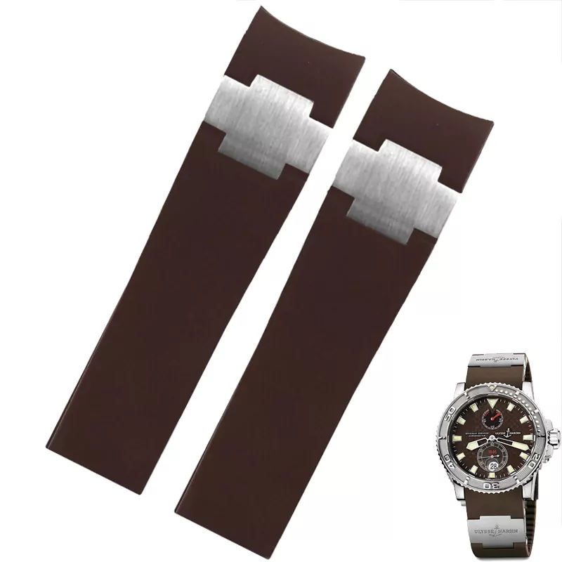 Strap-marine-diver-torpilleur-bracelet-rubber-8 copy Brown Strap For Ulysse Nardin Marine Diver/Torpilleur 22mm In Rubber