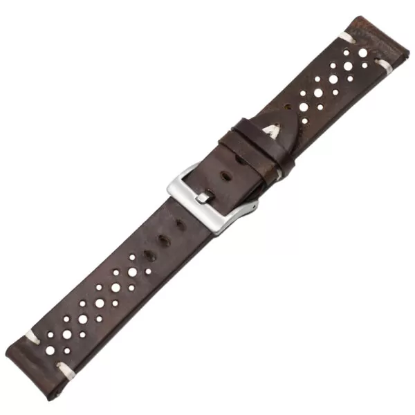 Brown-racing-leather-calf-strap-4 Brown & White Racing Strap Band for Rolex, Omega, Universal in Calf Leather