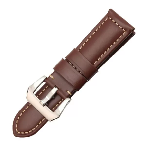 22mm-24mm-26mm-bracelet-montre-avec-lumi-re-noire-fou-cheval-bracelet-en-cuir-avec-boucle_1 copy Brown & White Stitching Strap Panerai Luminor, Marina, Submersible In Soft Leather - 22, 24, 26mm