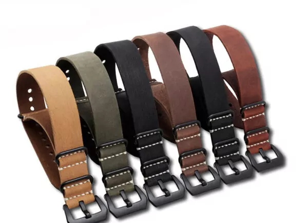L-OTAN-la-main-r-tro-bracelet-en-cuir-bracelet-de-montre-24mm-noir-en-acier_3 Black Zulu Strap Panerai Luminor, Marina, Submersible 20, 22, 24mm In leather Patina
