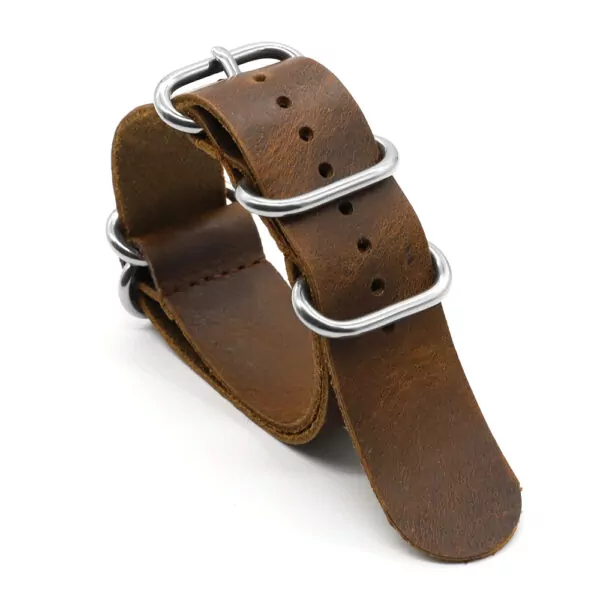 Nato-Distressed-leather-patina-all-sizes-1 Brown Zulu Strap Panerai Luminor, Marina, Submersible 20, 22, 24mm In leather Patina