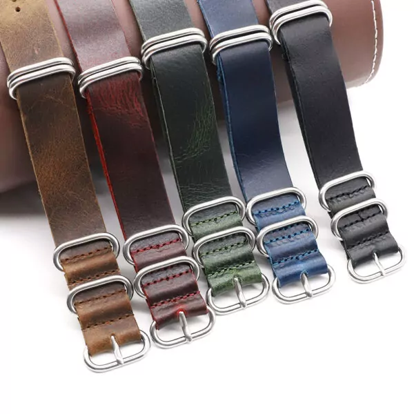 Nato-Distressed-leather-patina-all-sizes-3 Black Zulu Strap Panerai Luminor, Marina, Submersible 20, 22, 24mm In leather Patina