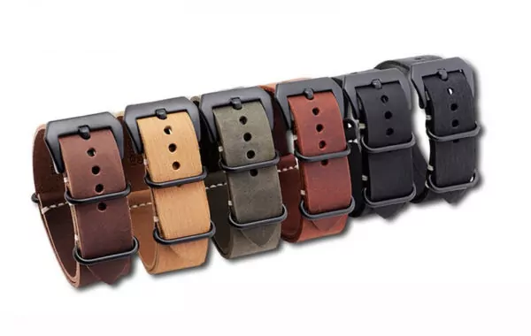 L-OTAN-la-main-r-tro-bracelet-en-cuir-bracelet-de-montre-24mm-noir-en-acier_2 Black Zulu Strap Panerai Luminor, Marina, Submersible 20, 22, 24mm In leather Patina