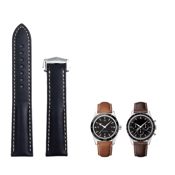 cinturini-in-vera-pelle-bovina-napa-fran_main-0 Black Strap Bracelet for Omega Seamaster 300, DeVille, Speedmaster In Calf Leather - 20, 21mm