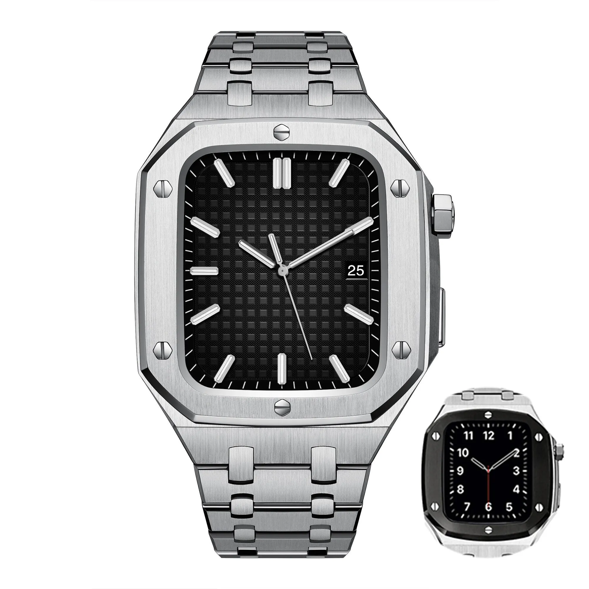 coque-bracelet-de-luxe-pour-apple-watc_main-0 Silver Royal Oak Case with Stainless Steel Bracelet for Apple Watch Series