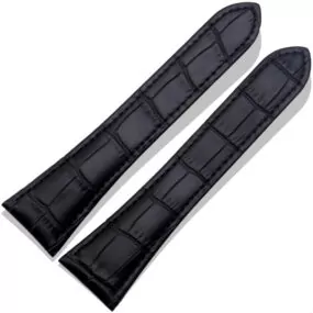 Black Strap Bracelet in Alligator Leather Grain for Cartier Tank Solo