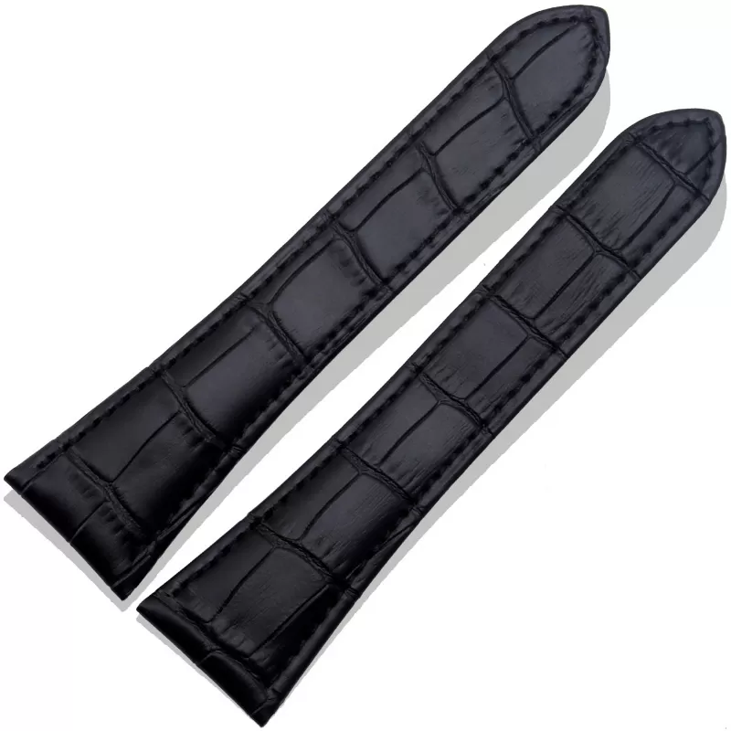 Black Strap Bracelet in Alligator Leather Grain for Cartier Tank Solo